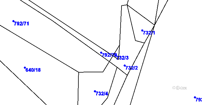 Parcela st. 792/70 v KÚ Jezdovice, Katastrální mapa