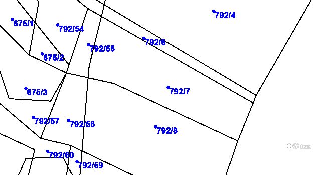 Parcela st. 792/7 v KÚ Jezdovice, Katastrální mapa
