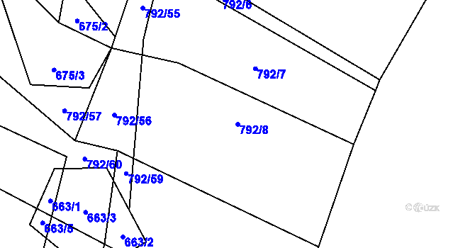 Parcela st. 792/8 v KÚ Jezdovice, Katastrální mapa