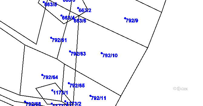 Parcela st. 792/10 v KÚ Jezdovice, Katastrální mapa
