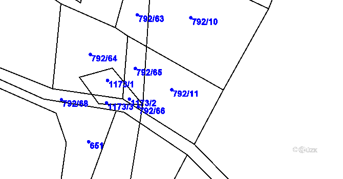 Parcela st. 792/11 v KÚ Jezdovice, Katastrální mapa
