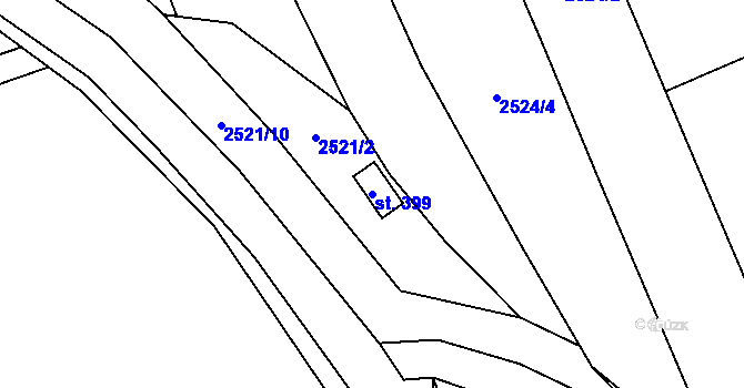 Parcela st. 399 v KÚ Jezernice, Katastrální mapa