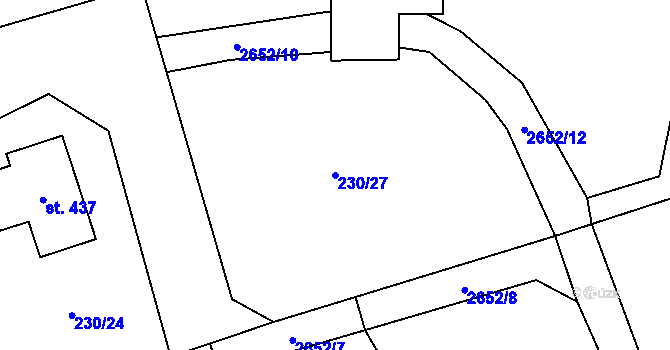 Parcela st. 230/27 v KÚ Jezernice, Katastrální mapa