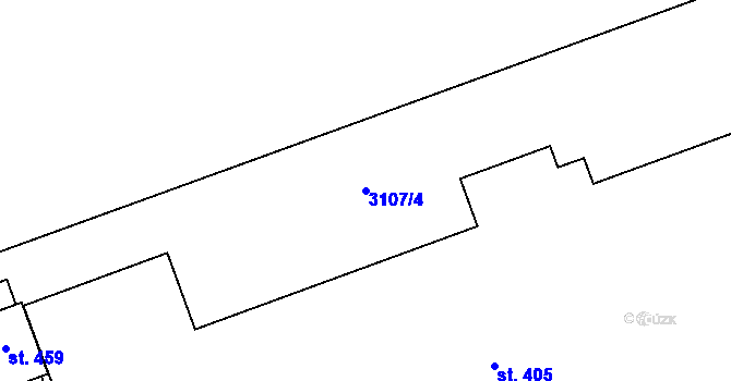 Parcela st. 3107/4 v KÚ Jezernice, Katastrální mapa