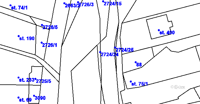 Parcela st. 2724/24 v KÚ Jezernice, Katastrální mapa