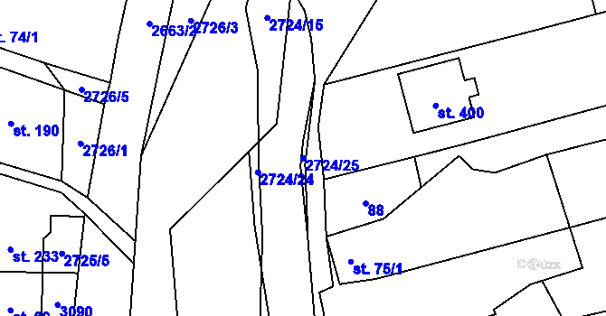 Parcela st. 2724/25 v KÚ Jezernice, Katastrální mapa
