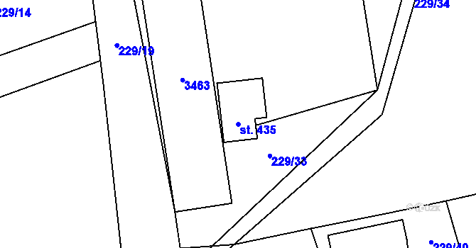 Parcela st. 435 v KÚ Jezernice, Katastrální mapa