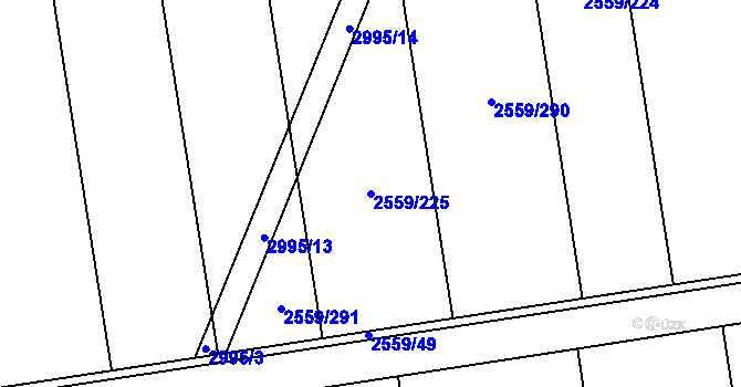 Parcela st. 2559/225 v KÚ Jezernice, Katastrální mapa