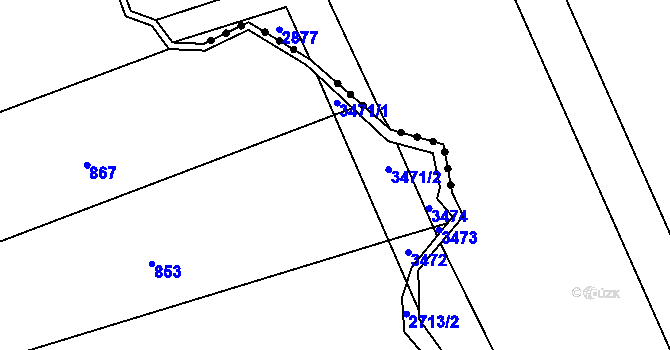 Parcela st. 3471 v KÚ Jezernice, Katastrální mapa