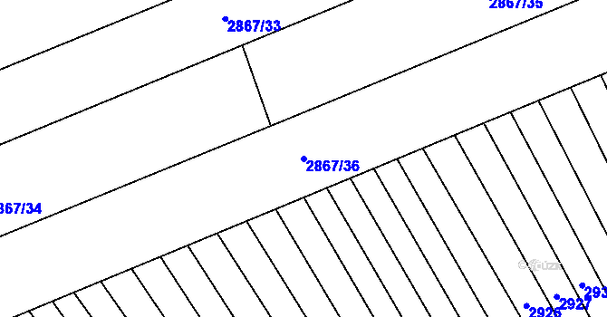 Parcela st. 2867/36 v KÚ Jezernice, Katastrální mapa