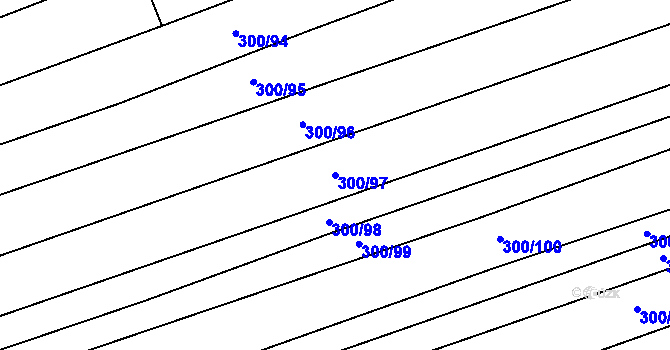 Parcela st. 300/97 v KÚ Jezernice, Katastrální mapa