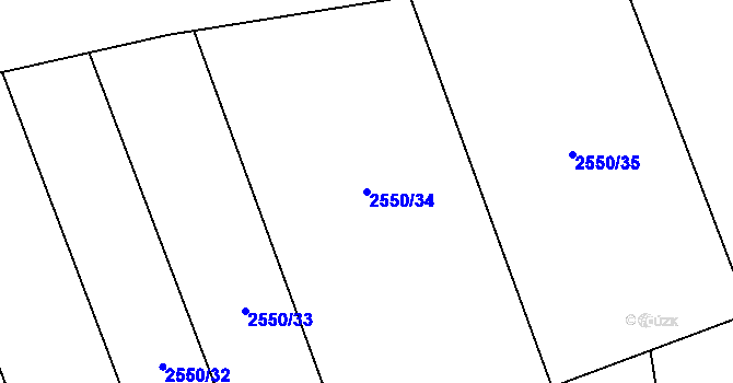 Parcela st. 2550/34 v KÚ Jezernice, Katastrální mapa