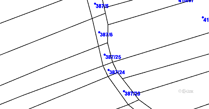 Parcela st. 387/25 v KÚ Jezernice, Katastrální mapa