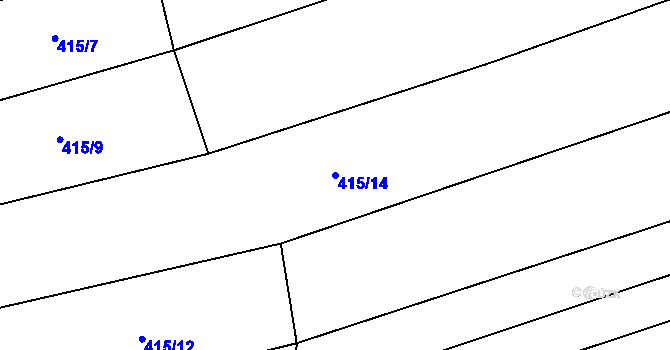 Parcela st. 415/14 v KÚ Jezernice, Katastrální mapa