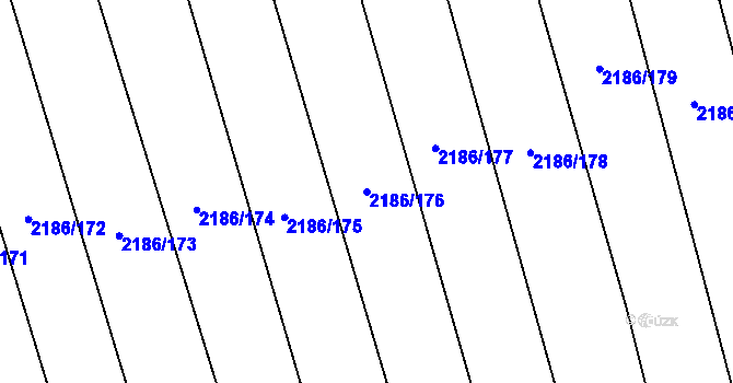 Parcela st. 2186/176 v KÚ Jezernice, Katastrální mapa