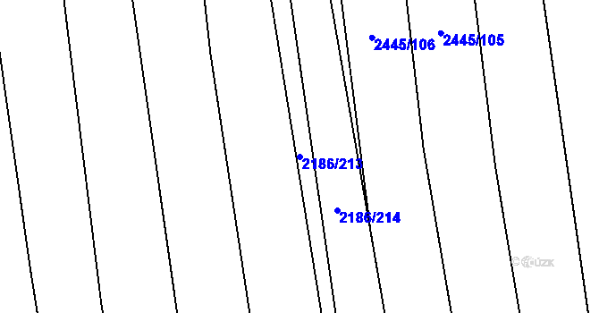 Parcela st. 2186/213 v KÚ Jezernice, Katastrální mapa