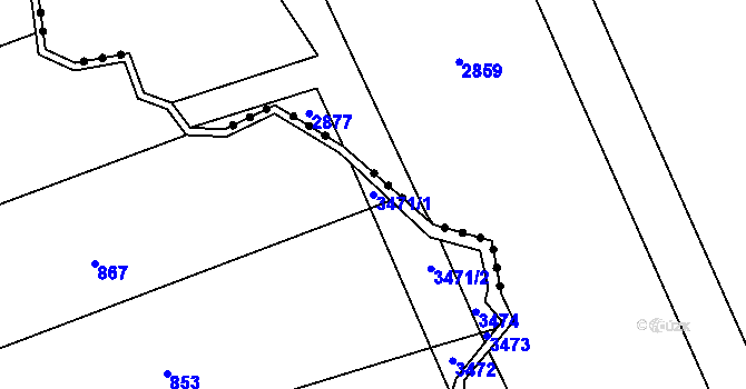 Parcela st. 3471/1 v KÚ Jezernice, Katastrální mapa