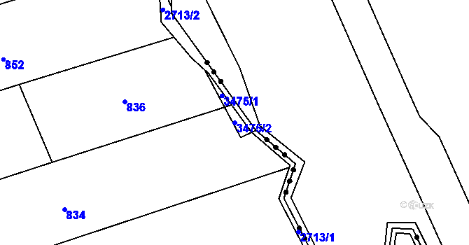 Parcela st. 3475/2 v KÚ Jezernice, Katastrální mapa