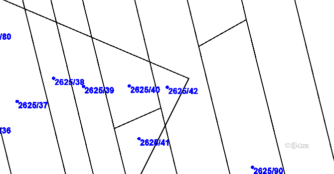 Parcela st. 2625/42 v KÚ Jezernice, Katastrální mapa
