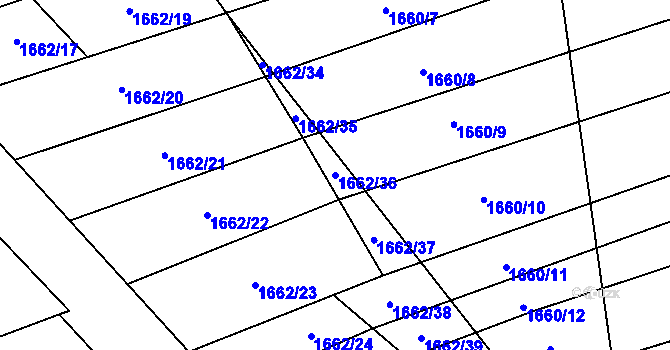 Parcela st. 1662/36 v KÚ Jezernice, Katastrální mapa