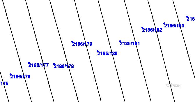 Parcela st. 2186/180 v KÚ Jezernice, Katastrální mapa