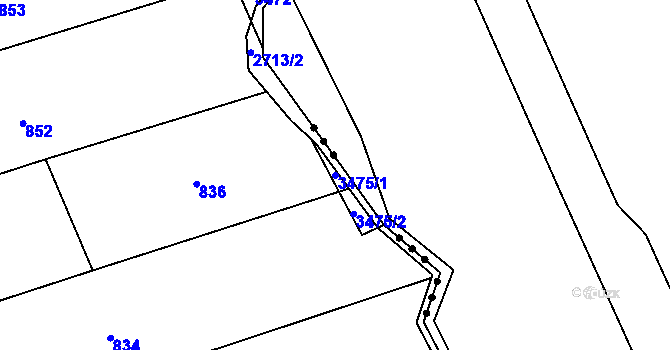 Parcela st. 3475/1 v KÚ Jezernice, Katastrální mapa