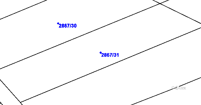 Parcela st. 2867/31 v KÚ Jezernice, Katastrální mapa