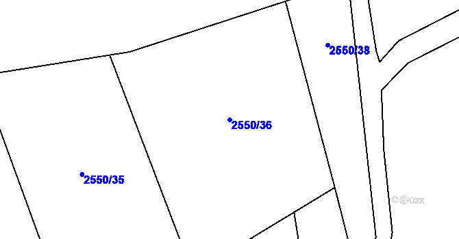 Parcela st. 2550/36 v KÚ Jezernice, Katastrální mapa