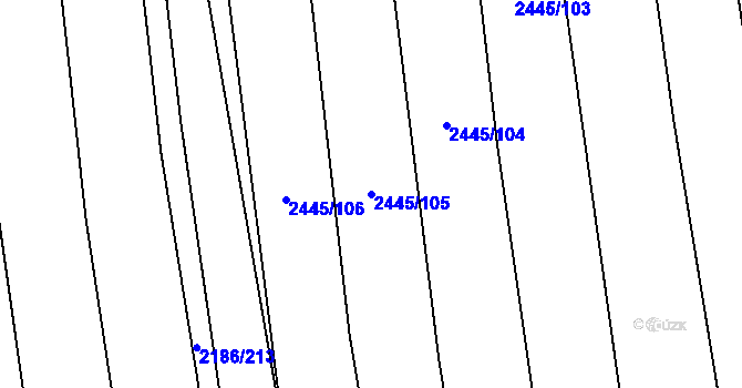 Parcela st. 2445/105 v KÚ Jezernice, Katastrální mapa