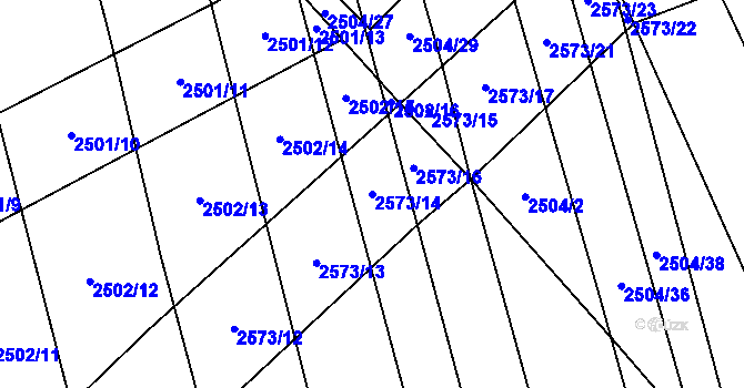 Parcela st. 2573/14 v KÚ Jezernice, Katastrální mapa