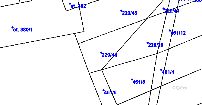 Parcela st. 229/44 v KÚ Jezernice, Katastrální mapa