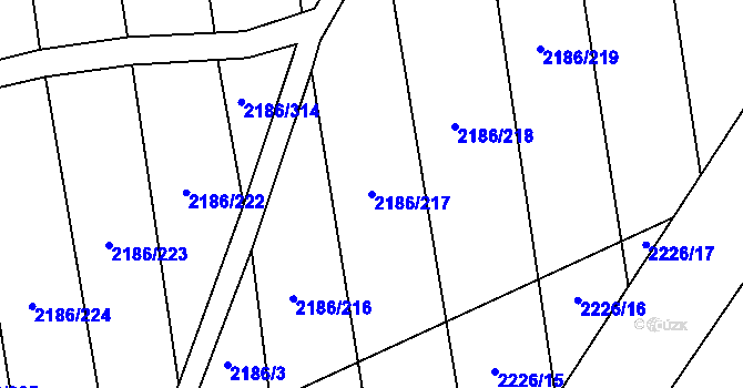 Parcela st. 2186/217 v KÚ Jezernice, Katastrální mapa