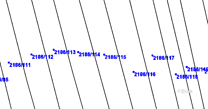 Parcela st. 2186/115 v KÚ Jezernice, Katastrální mapa