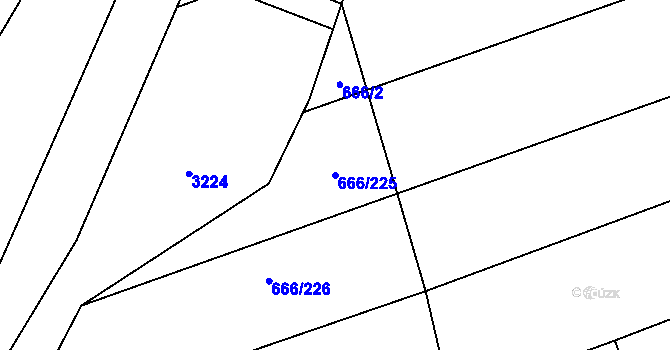 Parcela st. 666/225 v KÚ Jezernice, Katastrální mapa