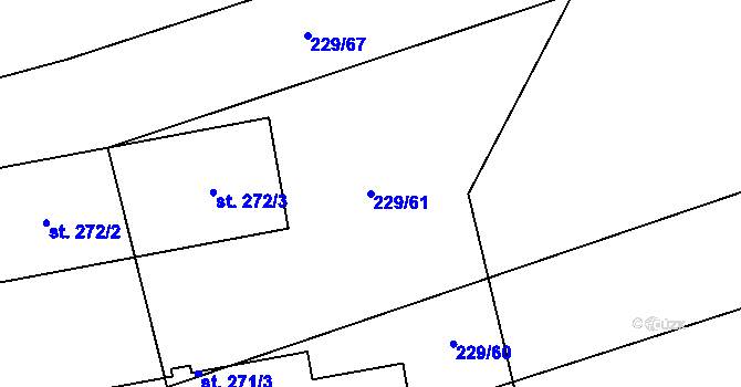 Parcela st. 229/61 v KÚ Jezernice, Katastrální mapa