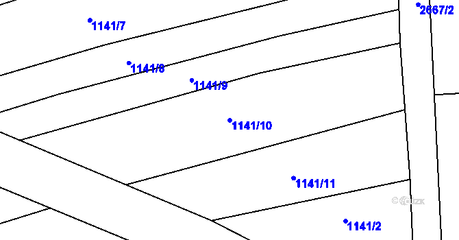 Parcela st. 1141/10 v KÚ Jezernice, Katastrální mapa
