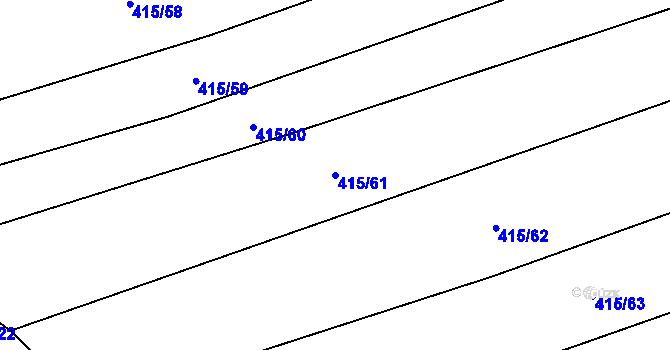 Parcela st. 415/61 v KÚ Jezernice, Katastrální mapa