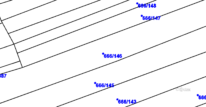 Parcela st. 666/146 v KÚ Jezernice, Katastrální mapa