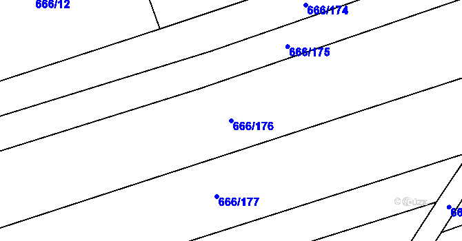 Parcela st. 666/176 v KÚ Jezernice, Katastrální mapa