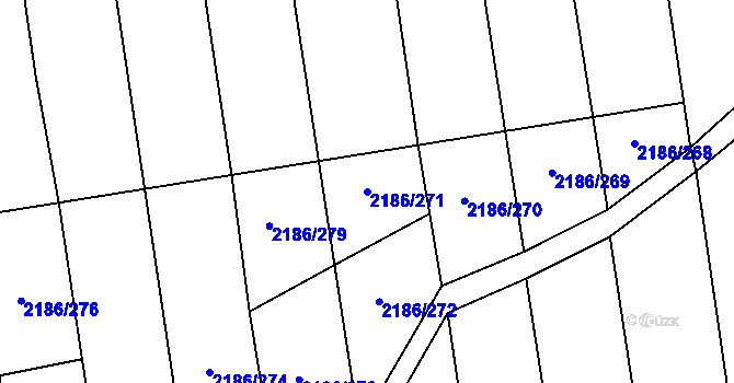 Parcela st. 2186/271 v KÚ Jezernice, Katastrální mapa