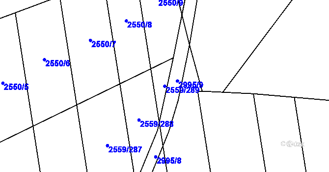 Parcela st. 2559/289 v KÚ Jezernice, Katastrální mapa