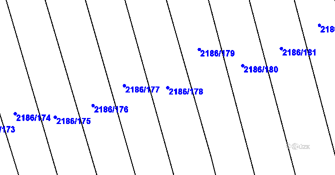 Parcela st. 2186/178 v KÚ Jezernice, Katastrální mapa