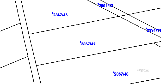 Parcela st. 2867/42 v KÚ Jezernice, Katastrální mapa