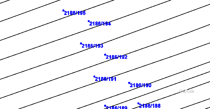 Parcela st. 2186/192 v KÚ Jezernice, Katastrální mapa
