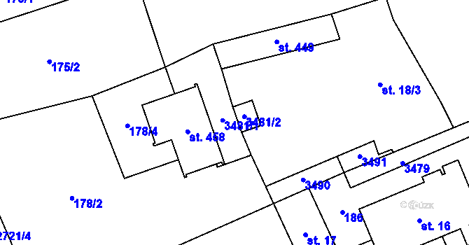 Parcela st. 3481 v KÚ Jezernice, Katastrální mapa