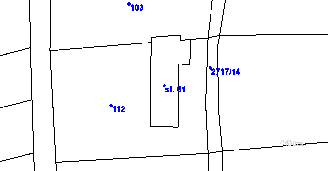 Parcela st. 61 v KÚ Jezernice, Katastrální mapa