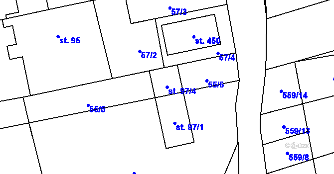 Parcela st. 97/4 v KÚ Jezernice, Katastrální mapa