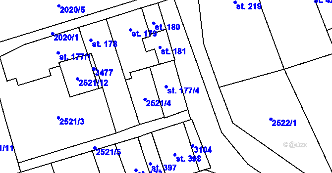 Parcela st. 177/4 v KÚ Jezernice, Katastrální mapa
