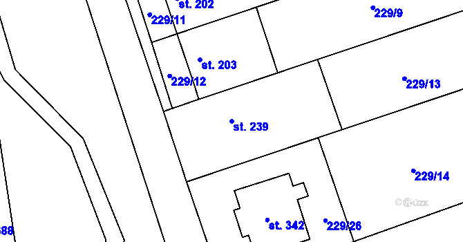 Parcela st. 239 v KÚ Jezernice, Katastrální mapa