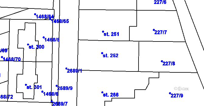 Parcela st. 252 v KÚ Jezernice, Katastrální mapa